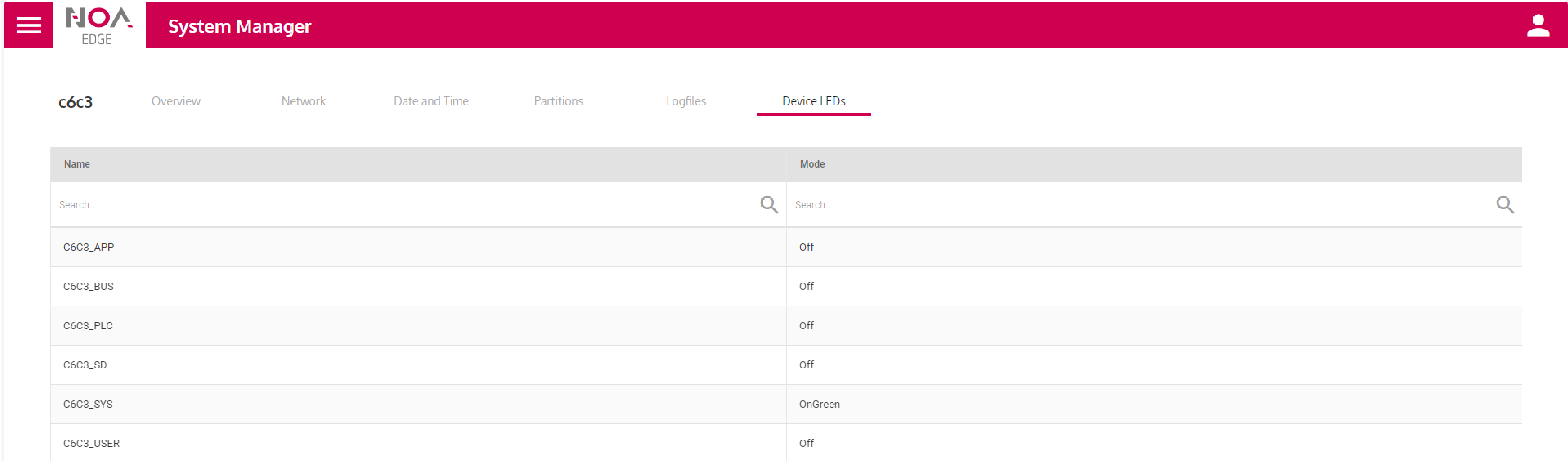 System Manager - Geräte LEDs