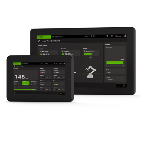 Two different sizes of C6 X1 HMI (Human machine interface) panels, distributed by KEB Automation