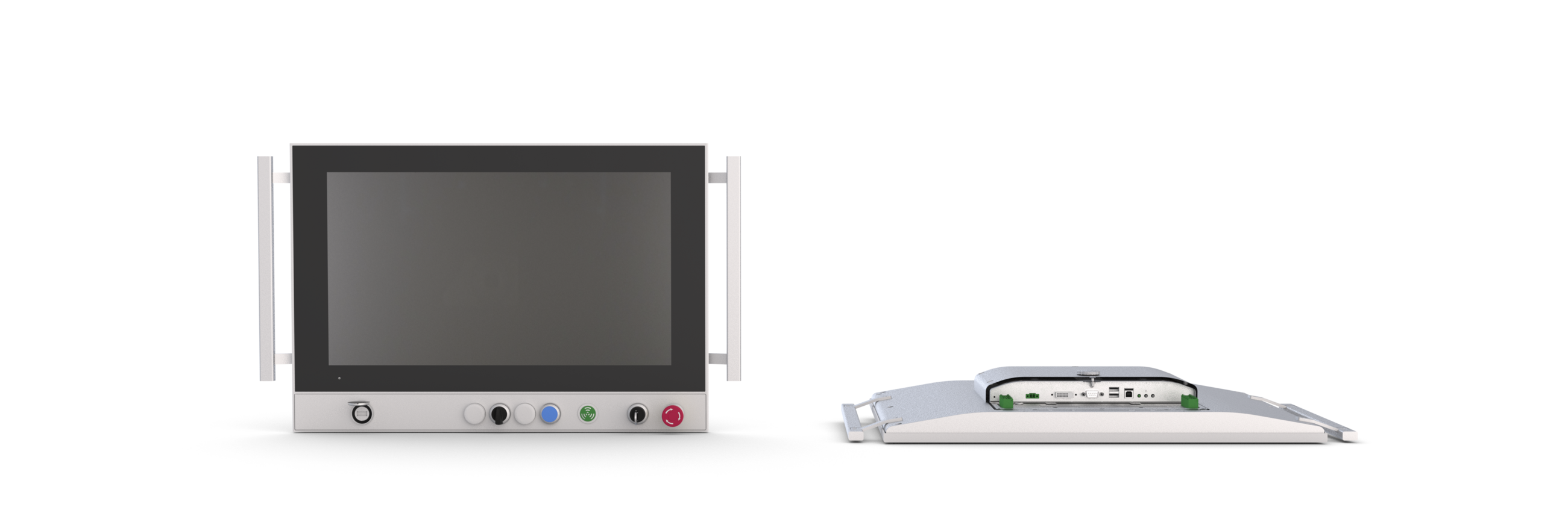 Industrial monitor C6 Arm-Mounting-Monitor in front and side view