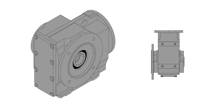 Flange mounted version plus foot area