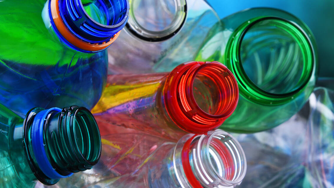 Colourful plastic bottles