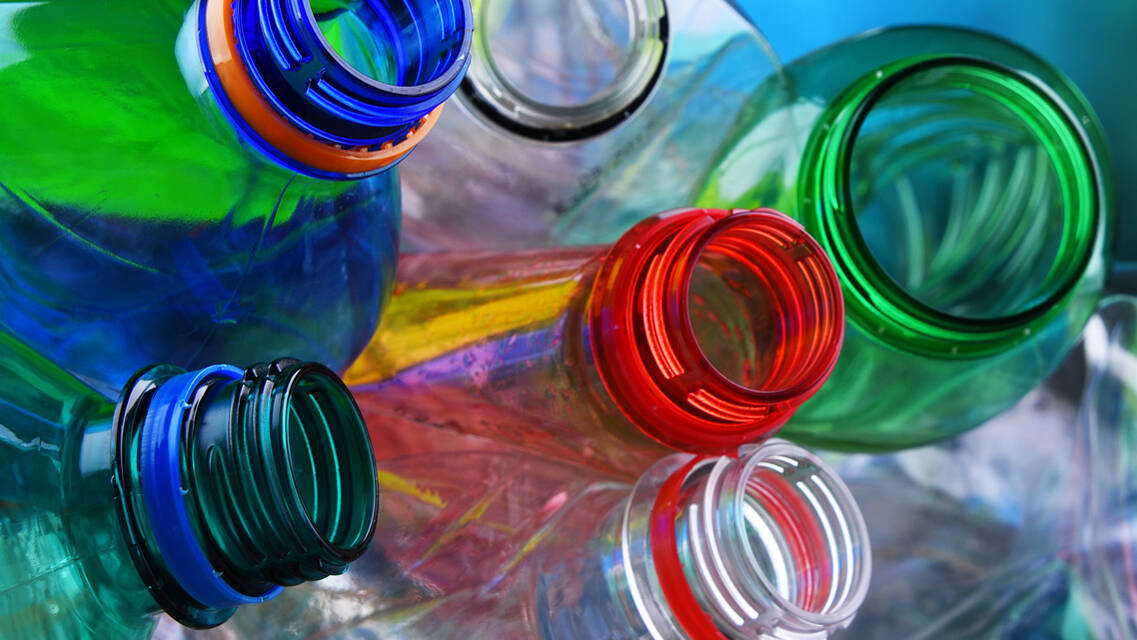 Colourful plastic bottles