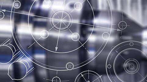 Lines suggesting a technical drawing of a gearbox over a mechanical shaft