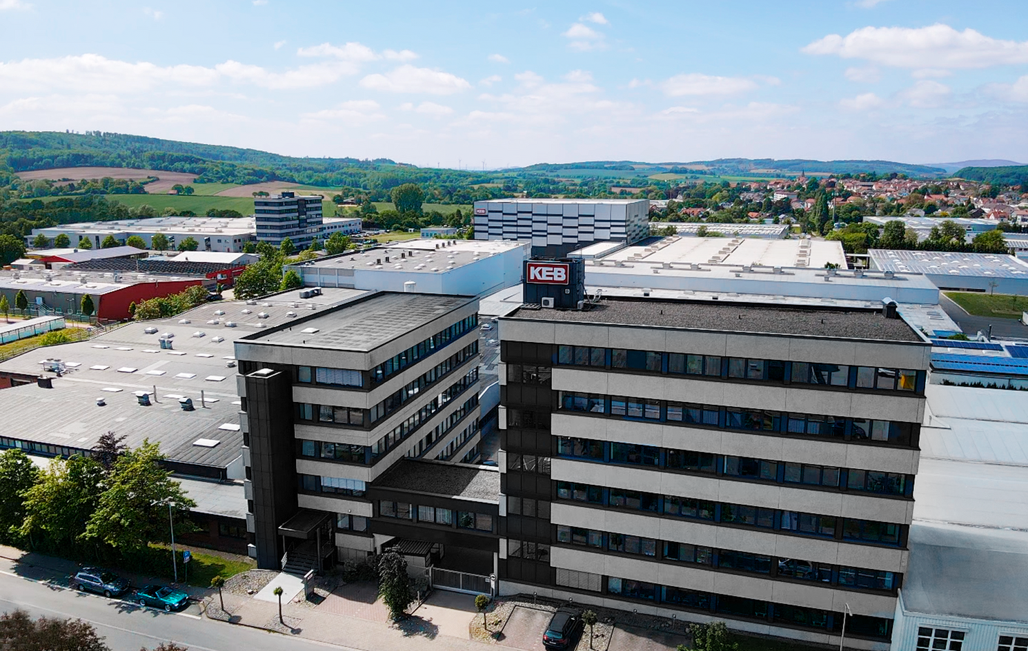 Luftbild vom Hauptsitz von KEB Automation in Barntrup