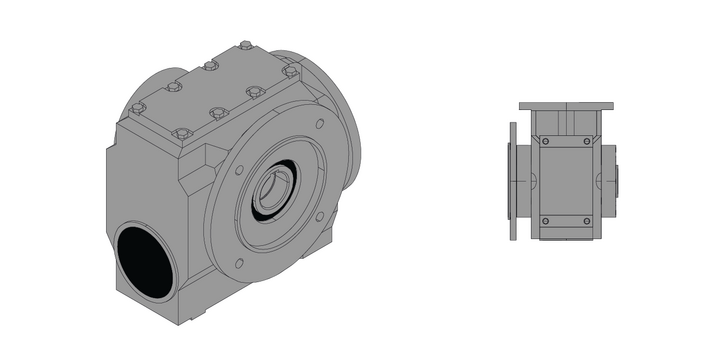 Flange mounted version plus foot area