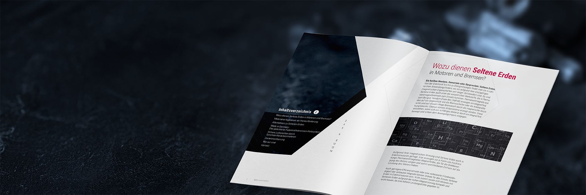Vorschau des Whitepapers zu Seltenen Erden Alternativen von KEB Automation. Hintergrund ist schwarz.
