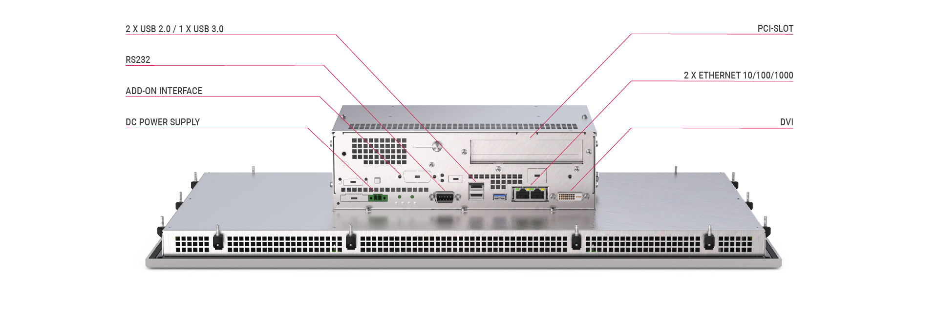 Rear view of the C6 E22 panel in size 1 with product features