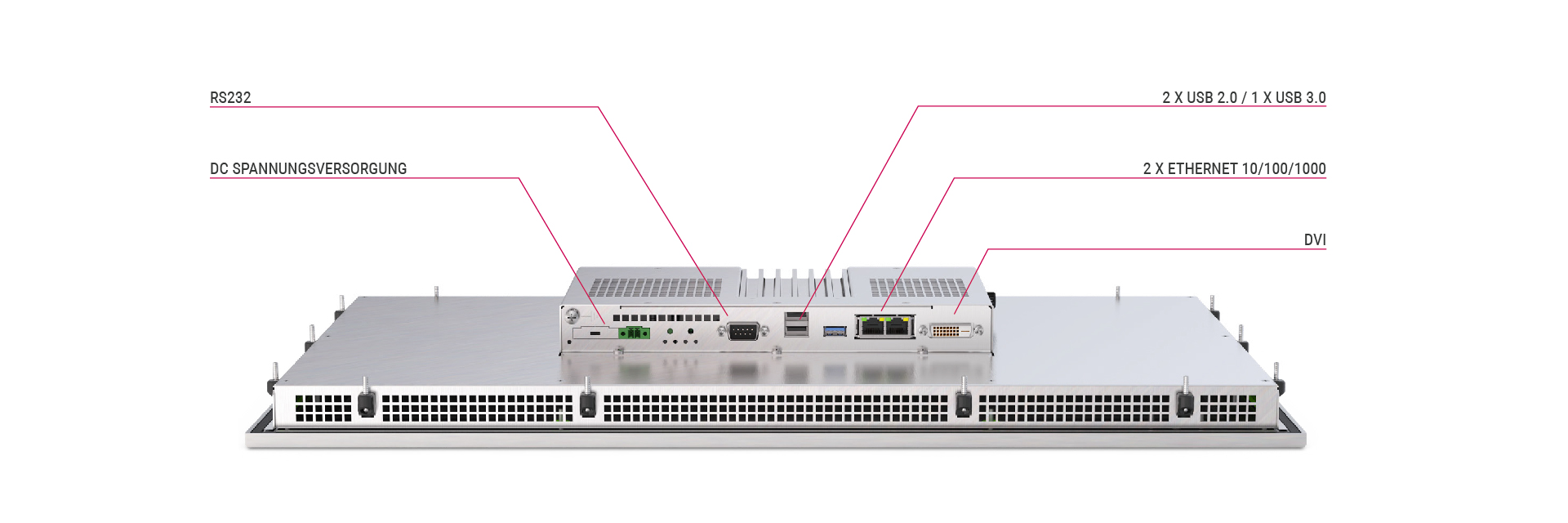 Rückansicht des C6 E22 Panels als Slim Line mit Produktfeatures 