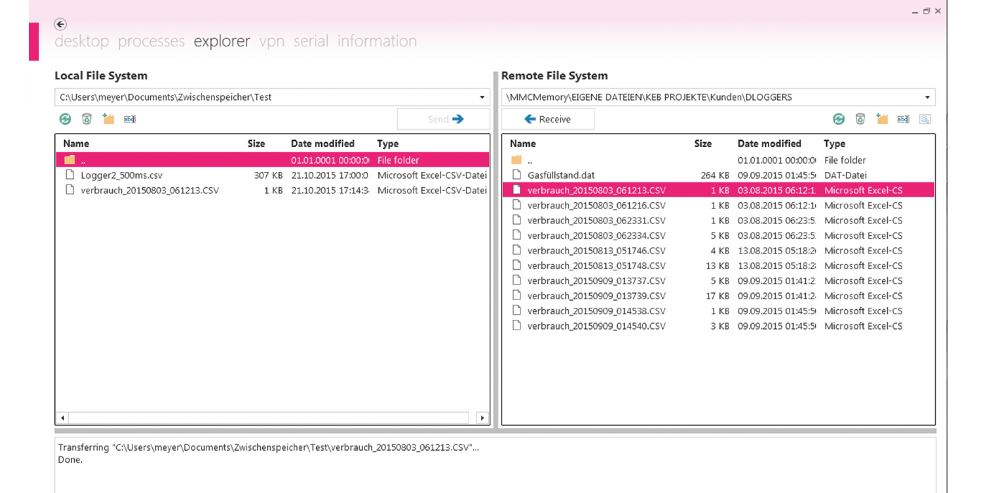 Overview of the COMBIVIS connect feature "File exchange with remote devices"