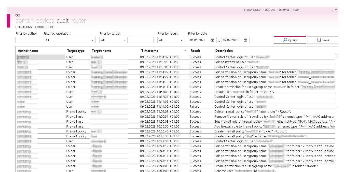 Übersicht des COMBIVIS connect Features "Geräteverwaltung"