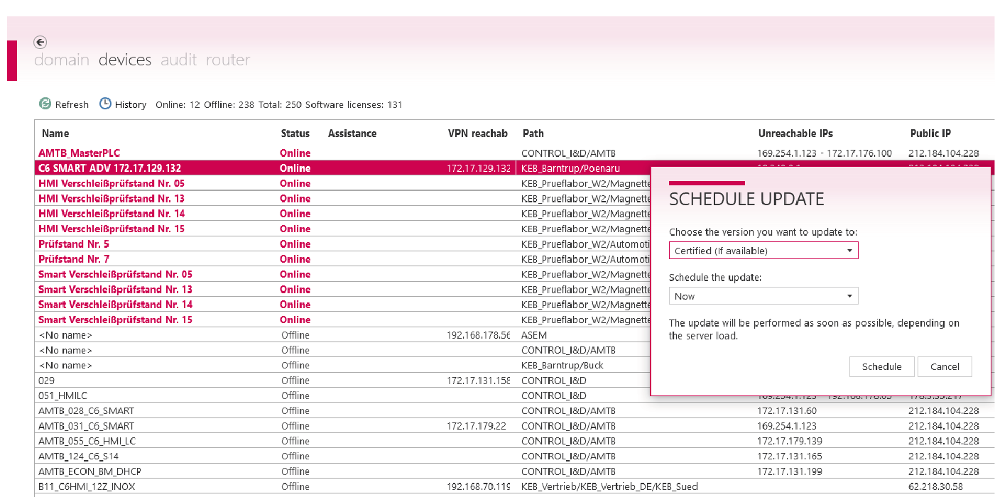 Overview of the COMBIVIS connect feature "Update function"