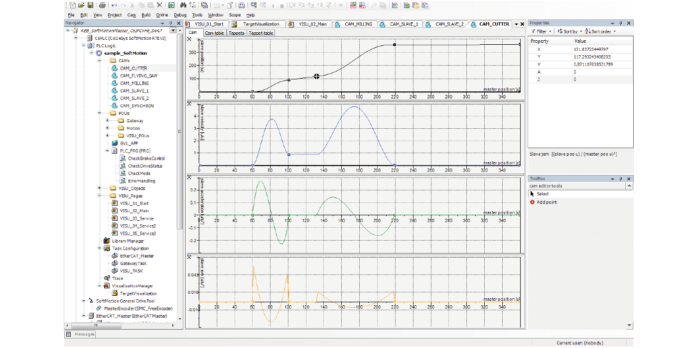 Cam disc editor in COMBIVIS Control Runtime PRO  