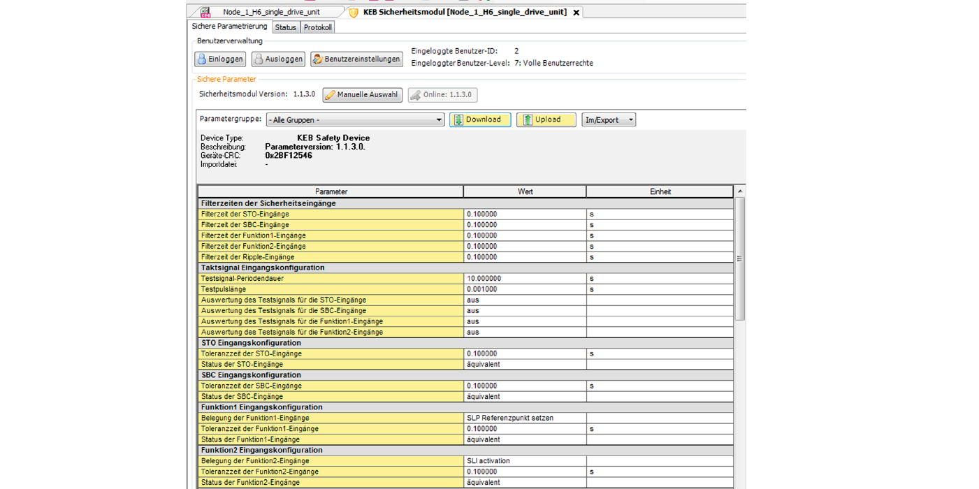 Produce parameter list  in COMBIVIS studio 6 Safety