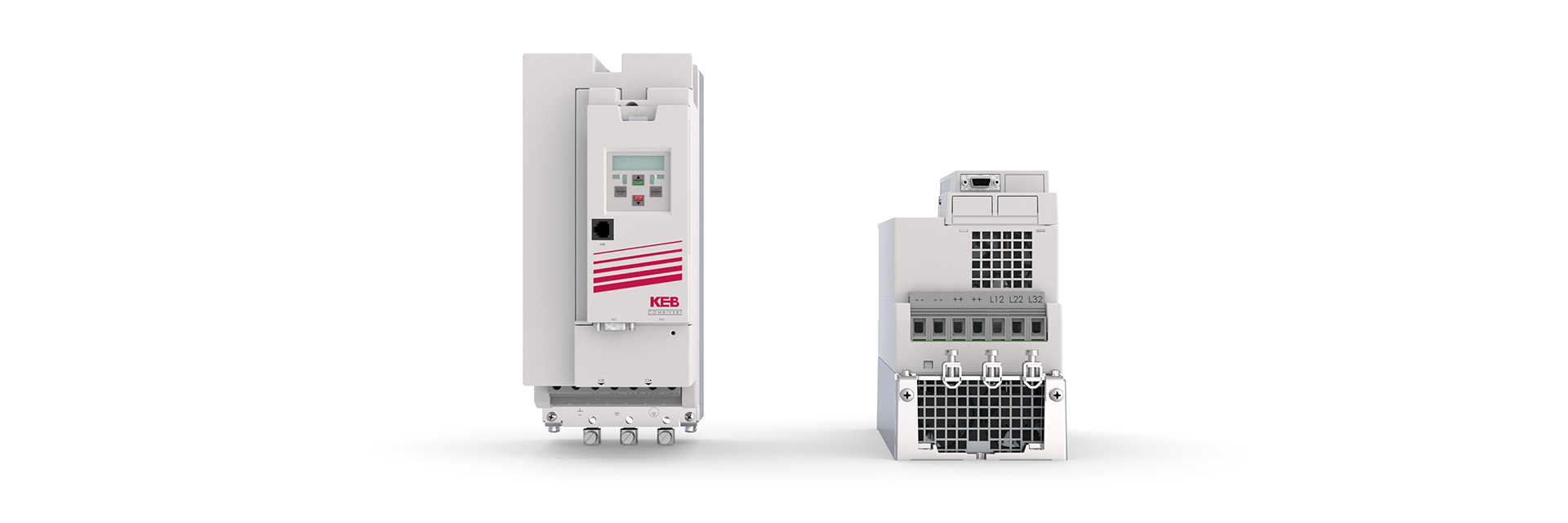 Power supply sytems / regneration systems COMBIVERT R6 in front and rear view