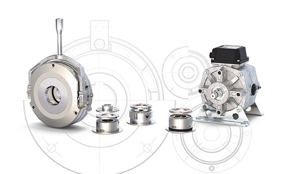 Verschiedene industrielle Bremsen und Kupplungen, hergestellt und vertrieben von KEB Automation